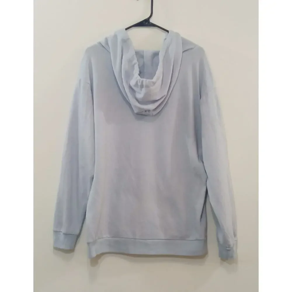 PINK by VICTORIA SECRET Women's Hooded Sweatshirt Light Blue Size M